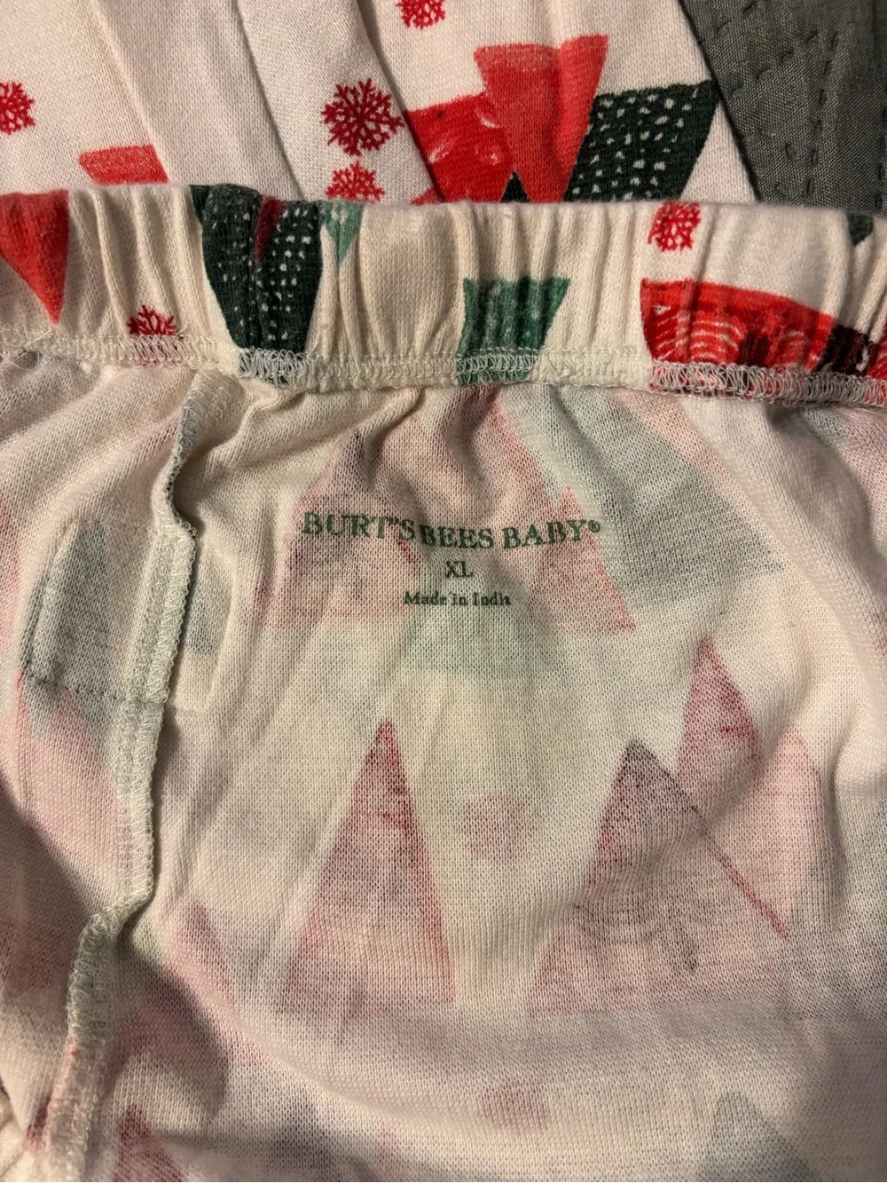 Burt's Bees Baby White Holiday Tree Print Pajama Set - Red Green Teal